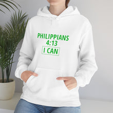 Load image into Gallery viewer, Inspiration - Philippians 4:13 - Unisex Hooded Sweatshirt
